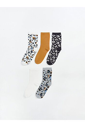 LC Waikiki Cey New Season Patterned Women's Socks 5-Piece Set