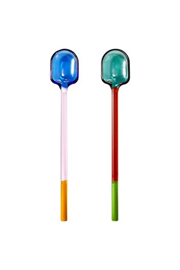 IKEA FENGÖMMARE Spoon, set of 2, glass/multicolour, 16 cm