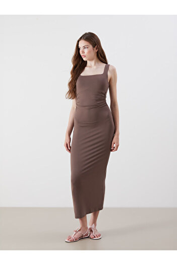 LC Waikiki Lcw Square Neck Gathered Bodycon Dress