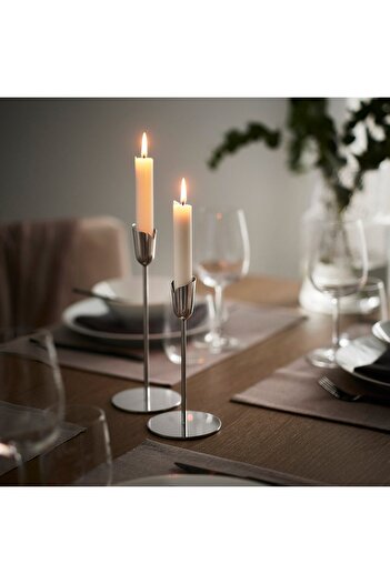 IKEA PRAKTAND Candlestick, set of 2, stainless steel
