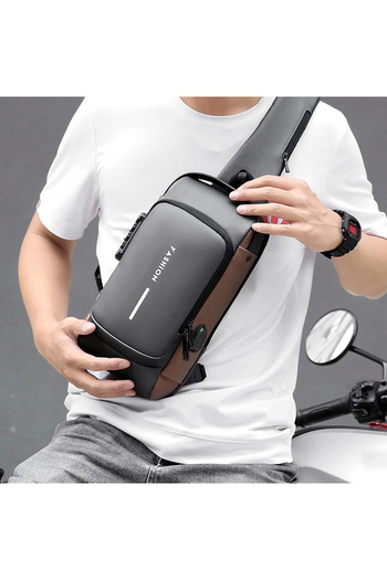 shopwave Chest Shoulder Bag with Combination Lock and USB Port Body Bag (5047)
