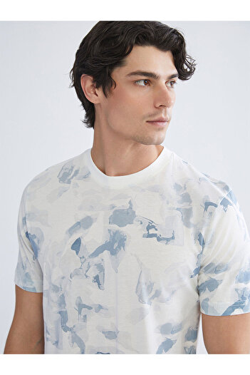 LC Waikiki Crew Neck Patterned Combed Cotton Men's T-Shirt