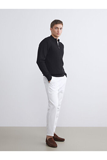 LC Waikiki Black Stand Collar Men's Knitwear Sweater