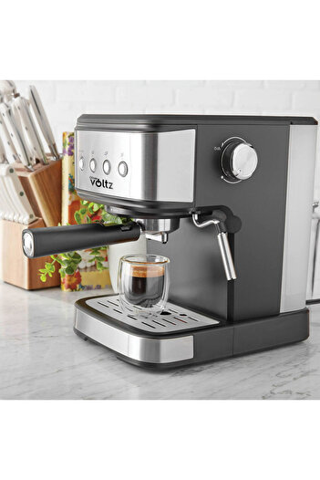 Voltz Espresso machine Oliver OV51171F, 1.2 l, 20 bar, 1100W, Cream disc, Black/stainless steel