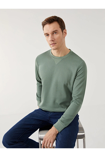 LC Waikiki Lcwaikiki Classic Green Crew Neck Long Sleeve Men's Sweatshirt
