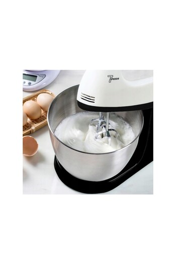 cheffinger Hand Mixer with Stand and Bowl CF-MXIB2, 300 W, 7 Speeds, Stainless Steel, White/Silver/Black