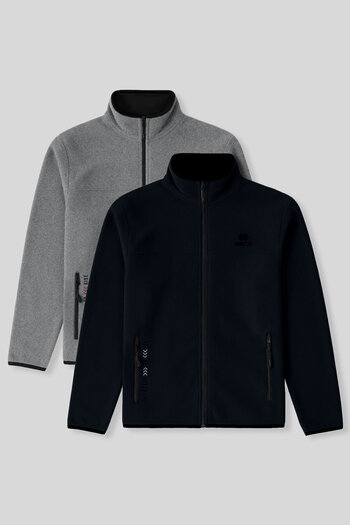TOMMY LIFE Standard Fit Stand Collar 2-Pack Navy Blue-Grey Melange Men's Fleece Sweatshirt - 87992