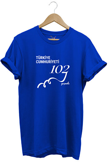 WİDİ October 29, 102. Year Design Printed 100% Cotton Regular Fit Crew Neck Unisex T-Shirt
