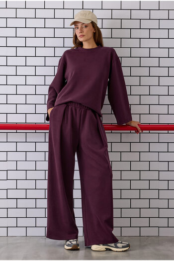 HEQA Knitted Modal Trousers Burgundy