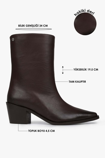 Shoeberry Women's Glac Brown Genuine Leather Boots