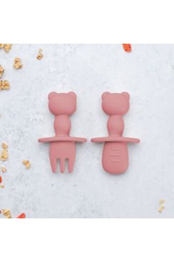 APPEKIDS Silicone Cutlery Set, AppeKids, The Little Bear - Old Rose