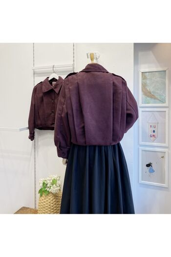 Faya Boutique Plum Suede Bomber Jacket