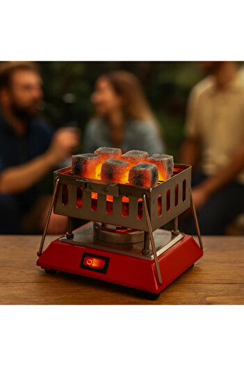 SepetBudur Square Chrome Electric Hookah Charcoal Burner