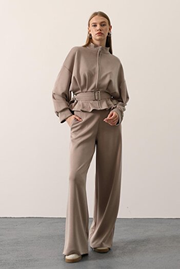 VAGGON Women's Mink Double Pocket Elastic Waist Palazzo Pants Vs01260