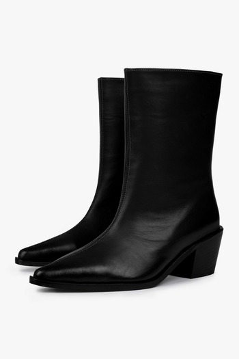 Shoeberry Women's Glac Black Genuine Leather Boots