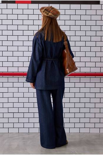 HEQA Pile Detailed Denim Trousers Blue