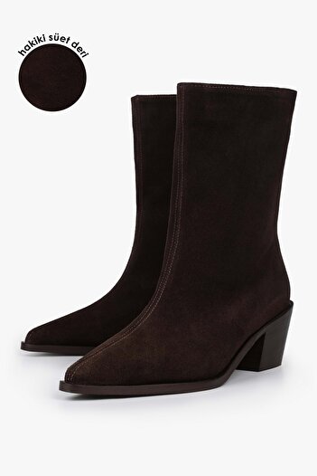 Shoeberry Women's Glac Brown Genuine Suede Leather Boots