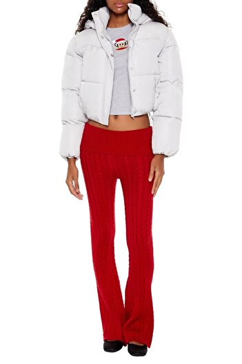 Forever 21 Kapüşonlu Crop Şişme Mont