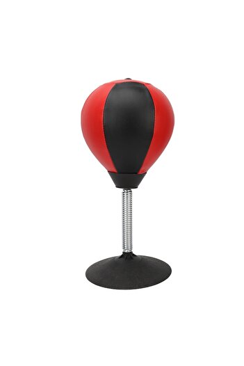 dalimag Desk Boxing Bag, Enforose, PU Leather, Suction Base, Red-Black, for Decompression and Training