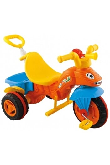 PİLSAN Caterpillar Orange children's tricycle with removable parental handle for steering control