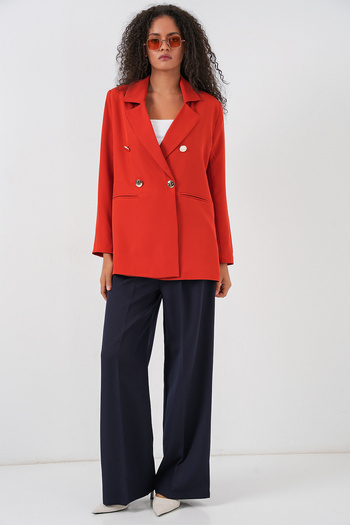 Bigdart Women's Double Breasted Collar Blazer Jacket 0722 - Tile
