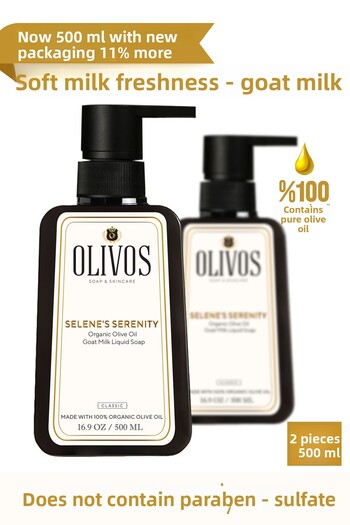Olivos Natural Olive Oil Goat Milk Liquid Soap Olive Oil Hand Soap Intensive Moisturizing 2 PCS 450 Ml