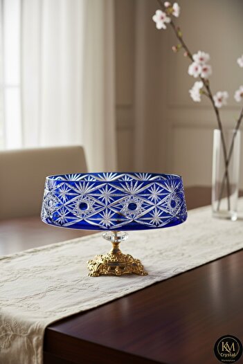 Kristal Market Handmade Crystal Avant-Garde Vision Mercury Decorative Presentation Bowl with Stand