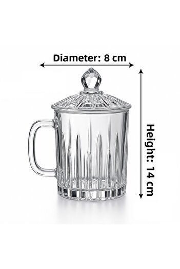 İnova Home Decor 385 ml Capacilla 2-Piece Glass Herbal Tea Cup with Lid