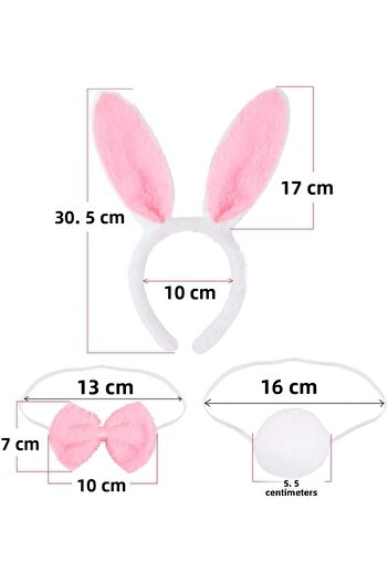 Skygo Pink Rabbit Costume Set - Crown Bow Tie and Tail