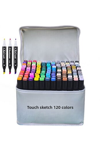 TOUCH SKETC مجموعة أقلام تحديد رمادية مزدوجة الجوانب مكونة من 120 قلمًا