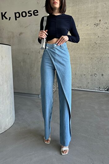 XRAY JEANS Dámské volné modré džínové kalhoty s vysokým pasem