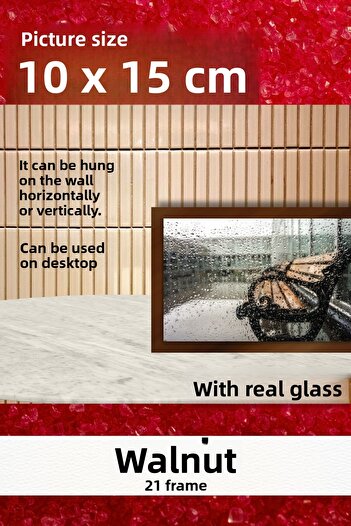 AtlasSG Real Glass 21cm Flat 10 X 15 Brown Photo Picture Frame Standing Backboard or Hanging on the Wall