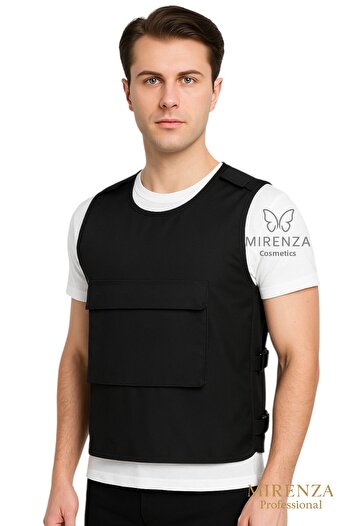 mirenza cosmetic Vestă de protecție funcțională, impermeabilă, rezistentă la vopsea, neagră, unisex, cu buzunare largi