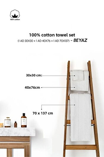 Perotti Towy White 100% Cotton 3-Piece Bath Towel Set