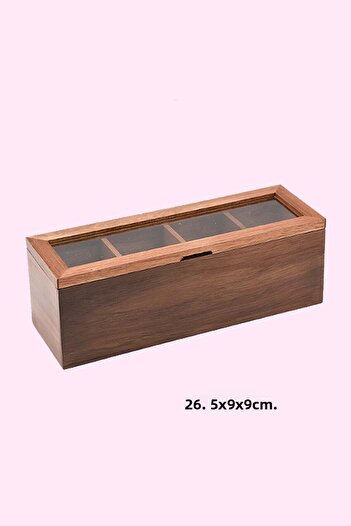 Unzilee Acacia 4 Compartment Tea Box