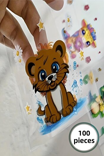 Bundeba 100 Pieces Character Figure Toy Bag with Tape Transparent Bag Gift Self-Adhesive Gelatin