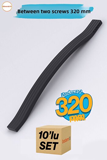 Badem10 Acacia 320 mm Black Metal Furniture Handle Striped Model Durable Long Lasting Modern Decorative Design
