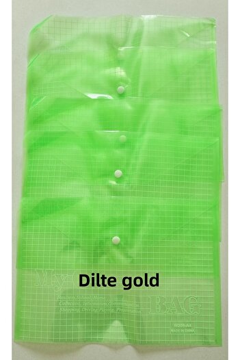 Modellino 5-Piece Thick Pvc Snap File A4 33X23Cm Transparent Snap Envelope File - Green Color