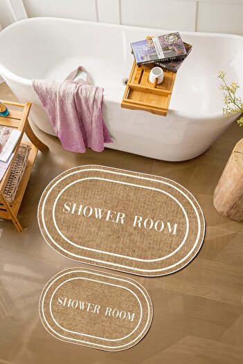 Homefesto Special Design, Non-Slip Base, Thin, Washable, Modern Bathroom Mat Set - 60x100 cm & 40x60 cm