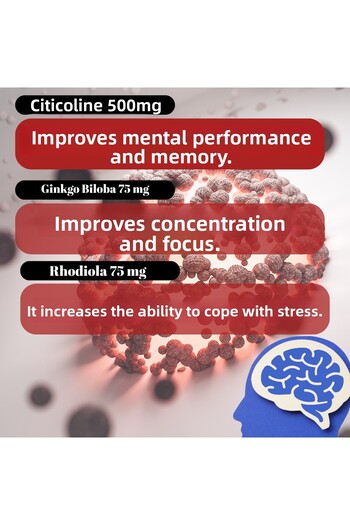OXERA ENERGY Citicoline 500 Mg + Ginkgo Biloba 75 Mg + Rhodiola 75 Mg – 30 Tablets