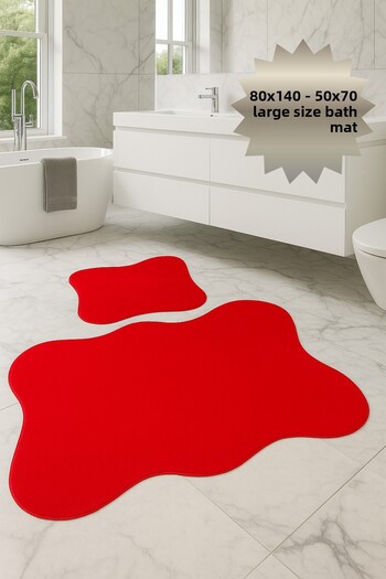 Bestekar Lina Red 80X140 - 50X70 Waterproof Leather Based Soft Surface Stain Resistant Bathroom Mat