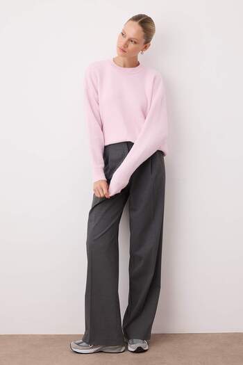 Trendyol Collection Wardrobe Essentials Lilac Alpaca Wool Blended Premium Yarn Wide Fit Knitwear Sweater | Twoaw26Kz000800