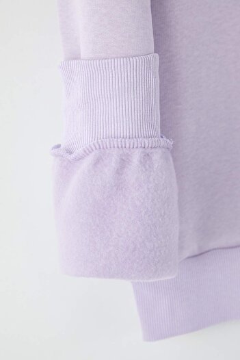 Trendyol Collection Teen lilac dog embroidered regular/normal fit thick fleece lined knitted sweatshirt twoaw26sw00185