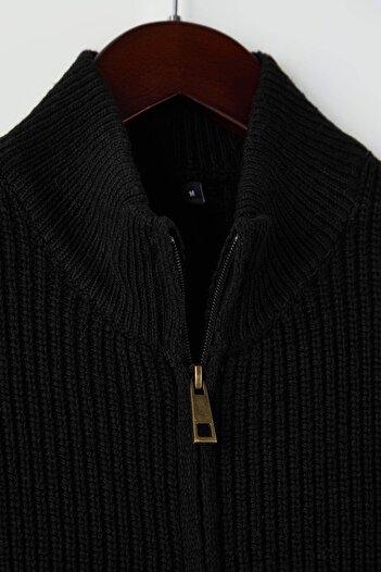 Trendyol Collection Black Regular Stand Collar Plain Cardigan Tmnaw26Hi00002