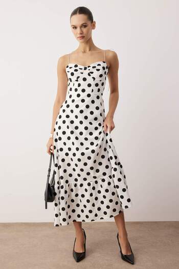 Trendyol Collection White*001 Waist Opening Drape Detail Strap Woven Maxi Dress Twoss24El01128