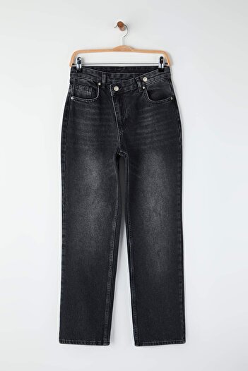 Trendyol Collection Anthracite High Waist Straight Jeans Twoaw26Je00132