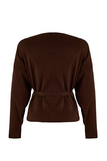 Trendyol Collection Brown Double Breasted Collar Knitwear Cardigan Tedaw25Hi00025
