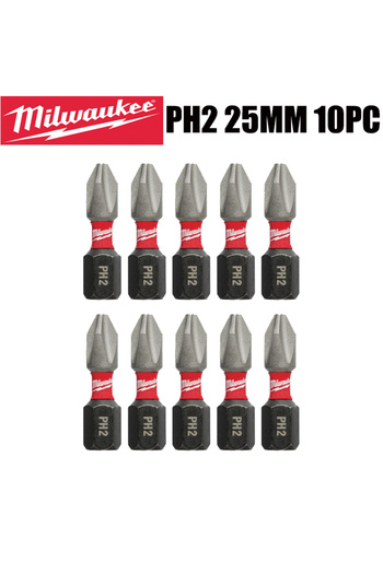 Choice Mil PH2 25MM 10PC Milwaukee Shockwave PH2 Impact Drill Bits 25mm/50mm/89mm Head Screwdriver Power To