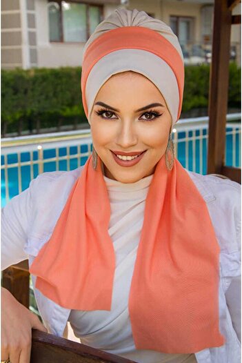 Aişe tesettür Bone Orange Scarf Bonnet