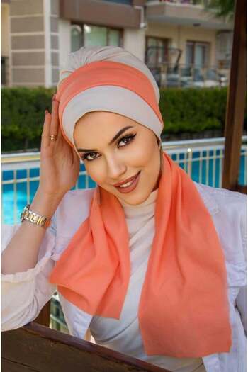 Aişe tesettür Bone Orange Scarf Bonnet